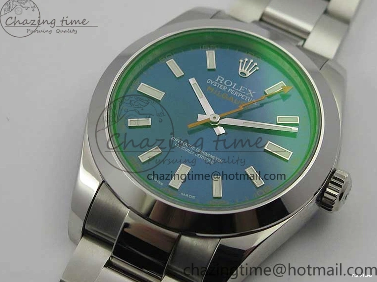 MiroTime 0226 Milgauss 116400 GV Noob 1:1 Green Sapphire Blue Dial on SS Bracelet A Thermal 3124